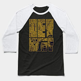 Detroit, USA City Map Typography - Gold Art Deco Baseball T-Shirt